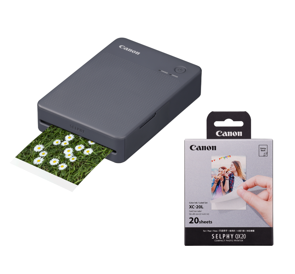 ‎Zestaw Drukarka Canon SELPHY Square QX20 (ciemny szara) + Papier XC-20L